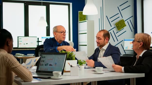 A modern office setting with financial advisors and clients discussing investment strategies, emphasizing the role of professional advice in navigating tax regulation changes.