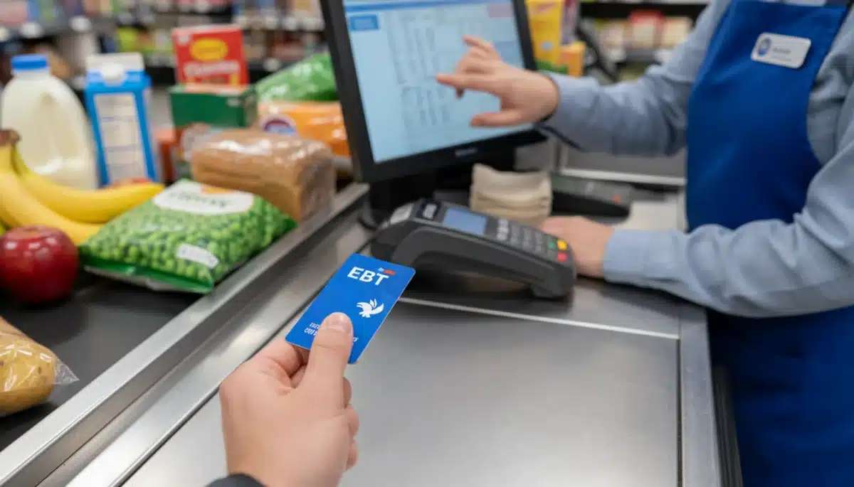 EBT card being used for grocery purchase, highlighting SNAP benefits access