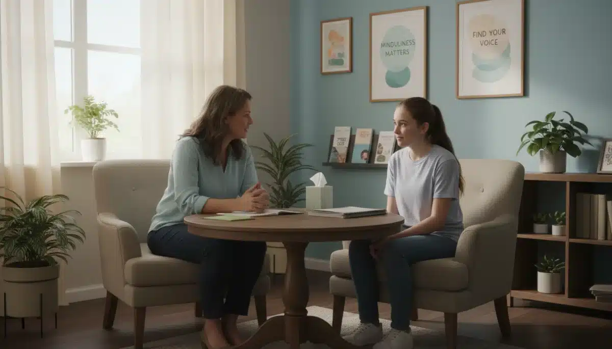 School counselor providing mental health support to a student