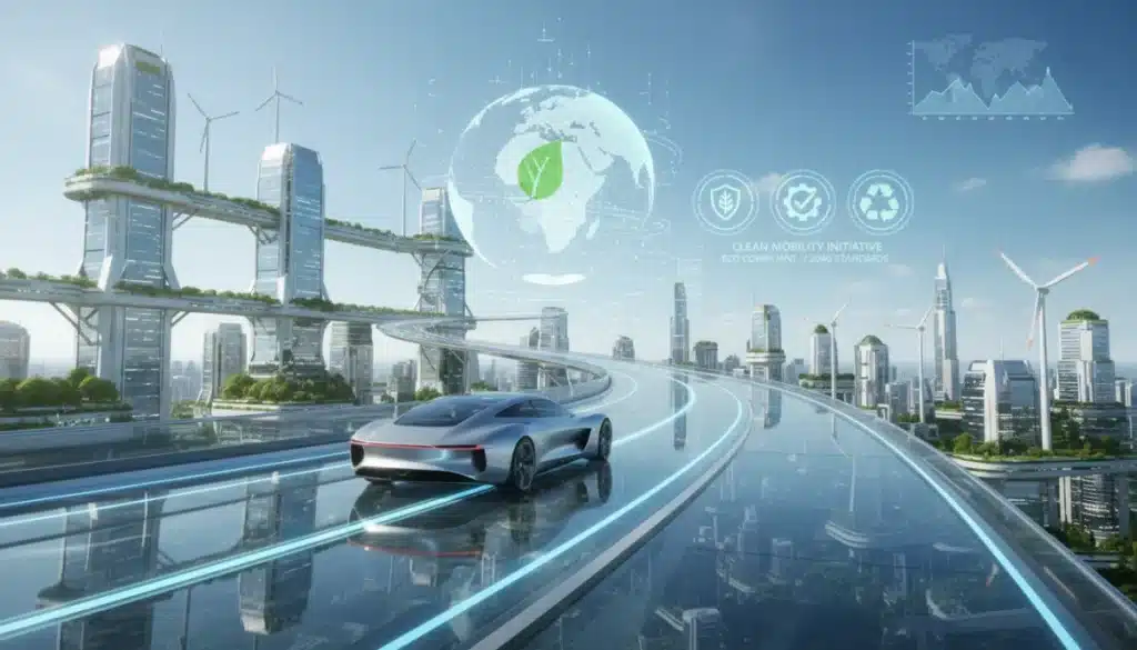 Futuristic electric car symbolizing new EPA regulations for 2026
