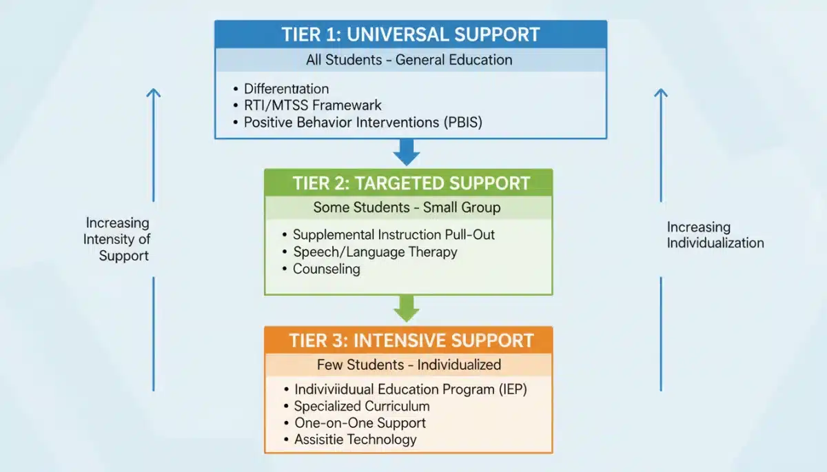 Infographic illustrating the three-tier special education service model.
