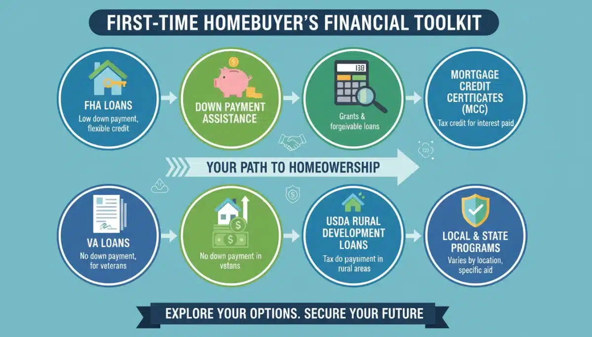 Infographic of financial tools for first-time homebuyers